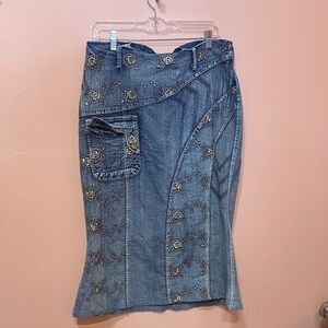 Y2K denim maxi skirt